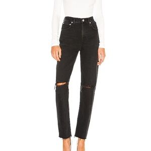 AGOLDE Cherie High Rise Straight Leg Jeans in Distortion Black Distressed 24